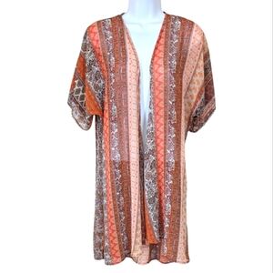 Liberty Love Sheer Short Sleeve Patternblock Duster Size Medium